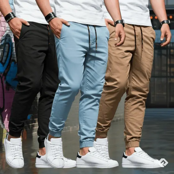 Kit 3 Calças Jogger Masculina Com Punho Premium Qualidade Moda Homem Estiloso