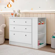 Gaveteiro Infantil 3 Gavetas Giratório Cômoda Branca Quarto Bebê  Multiuso Organizadora com nichos