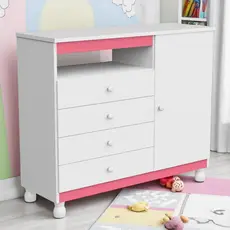 Cômoda Organizadora  Roupas com trocador Gavetas Gaveteiro Quarto Bebe Baby Multiuso  Pés Regulagem