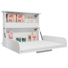 Trocador de Parede Dobrável Branco com Pistão a Gás Colchão MDF Compacto e Seguro para Bebê nichos