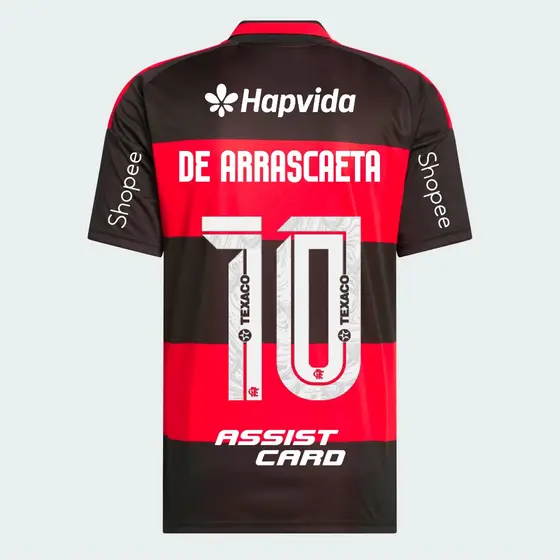 Manto Flamengo Masculina Jogo 1 Adidas 2026 - C/ Kit Patrocínio - De Arrascaeta 10