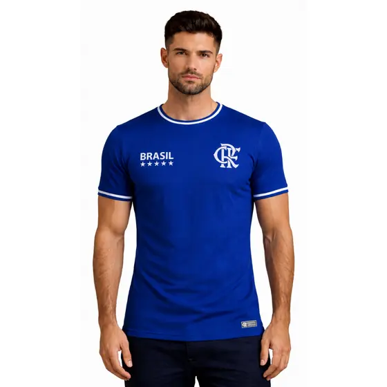 Camisa Flamengo Masculina Brasil Holográfico Azul Coimbra 34179
