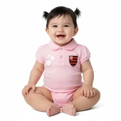 Body Polo Rosa Flamengo Torcida Baby