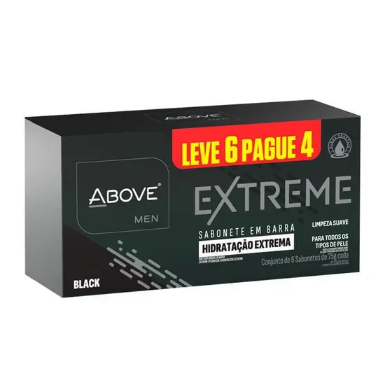 Kit Sabonete em Barra Above Men Extreme Black 6 Unidades 75g