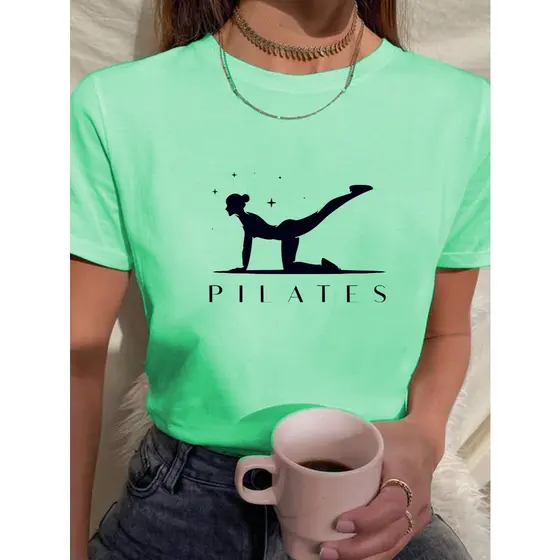 Camiseta Feminina Babylook t shirt pilates 100% Algodão