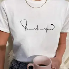 Camiseta Feminina Babylook t shirt batimentos medicina medica estetoscópio 100% Algodão