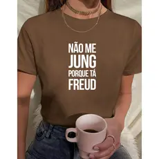 Camiseta Feminina Babylook t shirt engraçada psicologia não me Jung porque tá Freud 100% Algodão