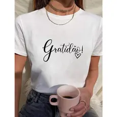 Camiseta Feminina Babylook t shirt gratidão coração 100% Algodão