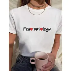 Camiseta Feminina Babylook t shirt faculdade fonoaudiologia coração 100% Algodão