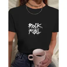 Camiseta Feminina Babylook t shirt rock and roll 100% Algodão