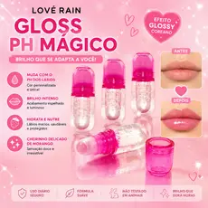 Gloss Labial PH Hidratante Lové Rain Cor que Muda com PH Efeito Mágico Brilho Intenso Lip Gloss Hidratante Efeito