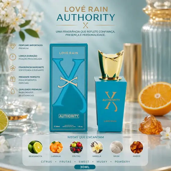 Perfume Árabe  Importado Premium 30ml Lové Rain Longa Duração Frutado Musk Baunilha Cítrico Amber Alta Fixação