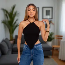 Top Lenço em Tricot Modal Feminino Verão