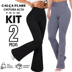 Kit 2 Calça Legging Flare Feminina Cintura Alta Boca de Sino Bailarina Premium