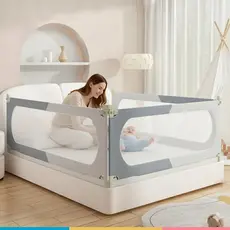 Grade de Cama Infantil Reforçada Proteção Anti-Queda Trava Dupla Altura Ajustável 100cm Tela Mesh