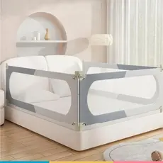 Grade Proteção Anti-Queda Cama Infantil Reforçada, Trava Dupla, Base U, Altura Ajustável 72 cm