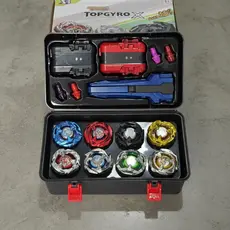 Kit Arena Piões de Batalha TopGyro X com 8 Piões + 3 Lançadores e Maleta de Luxo