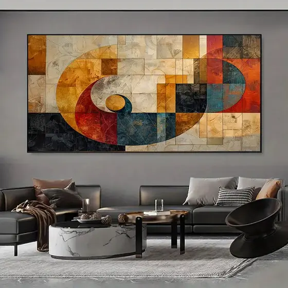 Quadro Decorativo Abstrato Geométrico Luxo Gigante Decoração Sala Escritório Quarto Parede