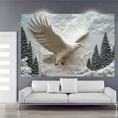 Quadro Decorativo Sala 110x80CM Águia em Voo Montanhas Neve Árvore Escritório Quarto