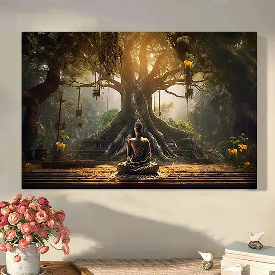 QUADRO DECORATIVO ARTE BUDA TEMPLO DARMA SANGA PAZ ZEN GRANDE 110X80