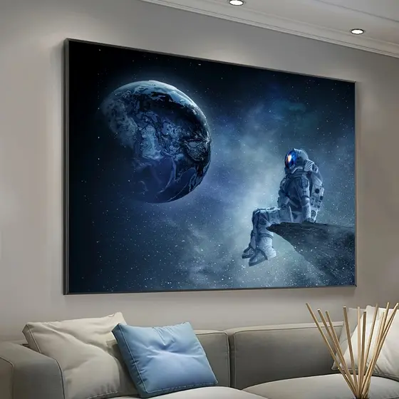 Quadro decorativo 1 pç, arte de Astronauta Planeta Galáctico do Universo - Decoração Moderna para