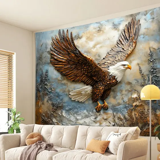 Quadro Decorativo Sala Águia Efeito 3D Decoração Parede Quarto Escritório 110x80CM
