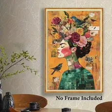 Quadro Decorativo Abstrato Moderno Mulher Mexicana Flores Decoração Sala Quarto Escritório