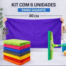 06un Pano Microfibra Grande Limpa Seca Automotivo Chão 60x80 Cor Multicore Pano de chão limpeza casa