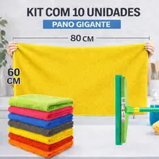 Kit 10 Un Panos de Chão Gigante Microfibra 80x60 Mais Vendido!
