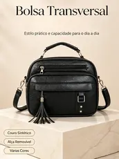 TOMI MITO Bolsa Feminina com Alça Lateral Transversal Faixa de Mão de Couro S2420