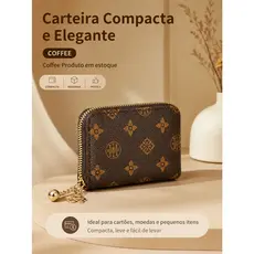 TOMI MITO Carteira Porta Cartões Feminina Compacta com Fechamento em Zíper  TM9233
