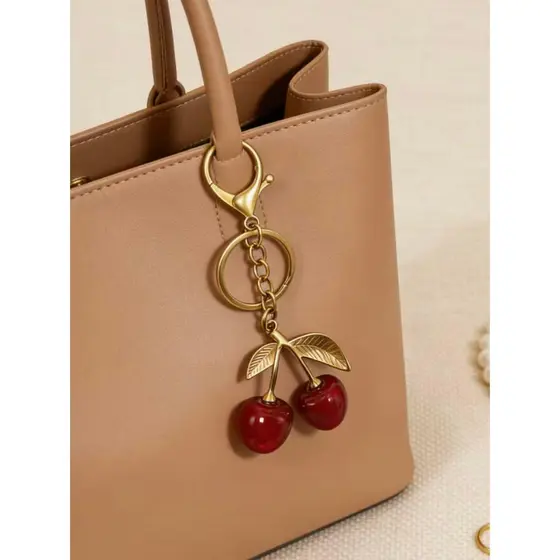 TOMI MITO Chaveiro Feminino Luxo para Bolsa e Mochila, Pingente de Cereja, Pérolas ou Cachorrinho com Mosquetão 77777