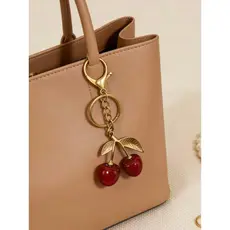 TOMI MITO Chaveiro Feminino Luxo para Bolsa e Mochila, Pingente de Cereja, Pérolas ou Cachorrinho com Mosquetão 77777
