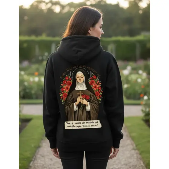 Moletom Santa Rita De Cassia Inverno Casual Estampa Religião
