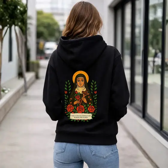 Blusa De Frio Inverno Cristão Santa Terezinha Casual Algodão
