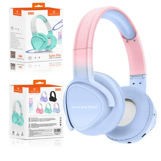 Fone de Ouvido Sem Fio Bluetooth 5.1 Headphone Wireless Estéreo HIFI com Microfone Hmaston SN02