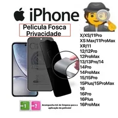 Película Cerâmica Fosca Privacidade para iPhone XS XR 11 12 13 14 15 16 17 Pro Max
