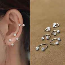 Brincos de aço inoxidável femininos com unhas de osso super brilhantes e exclusivos/8mm