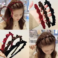 Tiara de Cabelo Anti-Deslizante de Veludo para Penteados, 3 Cores, Acessório de Cabelo Feminino