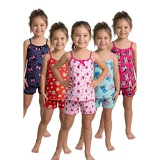 Kit 5 pijamas infantil menina personagens SOFT short doll infantil menina