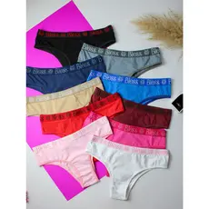 Kit 5 Tanga conforto elástico exposto cotton algodão moda feminina