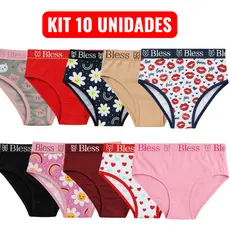 Kit 10 calcinhas infantil menina pré adolescente algodão elástico exposto cores sortidas