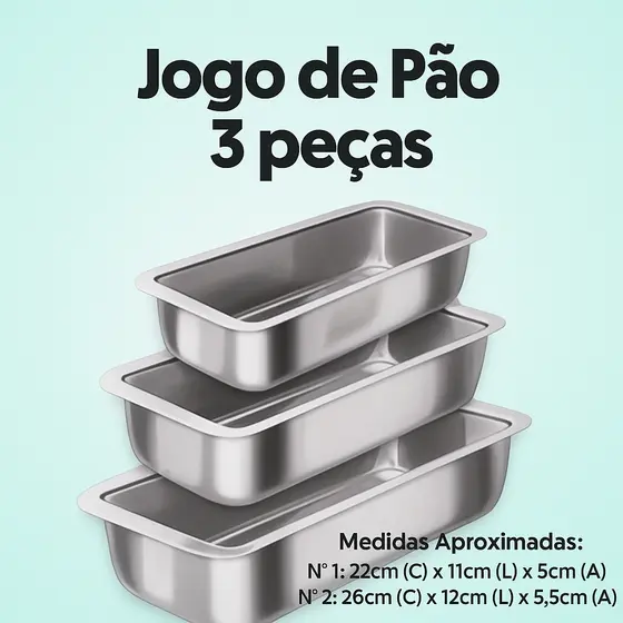Kit Formas de Pão Caseiro N1 N2 N3 Assadeiras  Bolo Inglês, Kit Cuca, Forma de Gelo Alumínio