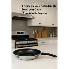 Frigideira Wok Antiaderente 30cm com Cabo | Alumínio Reforçado