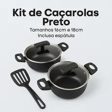 Kit Caçarola com Tampa de Vidro | Antiaderente Teflon + Espátula de Brinde- Kit PANELA Arroz e Feijão.