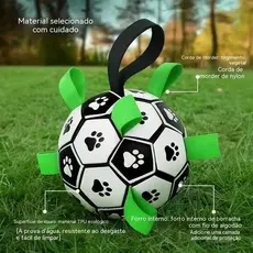 TPU Bola de Futebol Interativa p/ Cães |Alças para Pegar |Flutua |Resistente |Buscar em Terra e Água