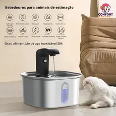 Fonte de água para animais de estimação em aço inoxidável com modo de sensor inteligente, adequada para cães e gatos