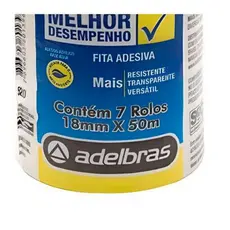 Fita Adesiva Transparente Durex 18x50 Premium Adelbras C/7 ROLOS
