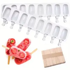 Forma De Picolé Sorvete Silicone Flexível 8 Parte 50 Palitos