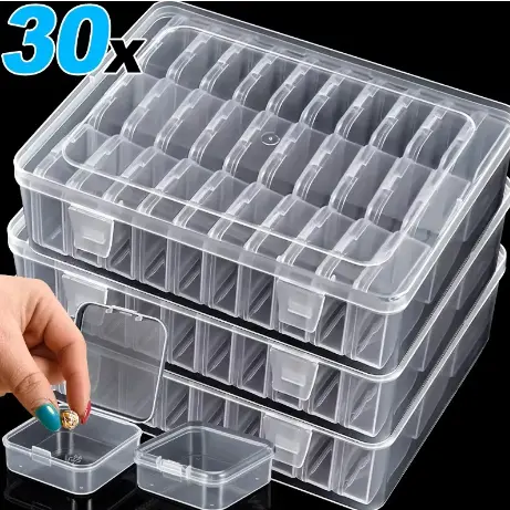 Caixa Organizadora com 30 potinhos. Organizador para acessórios, miçangas e itens em geral